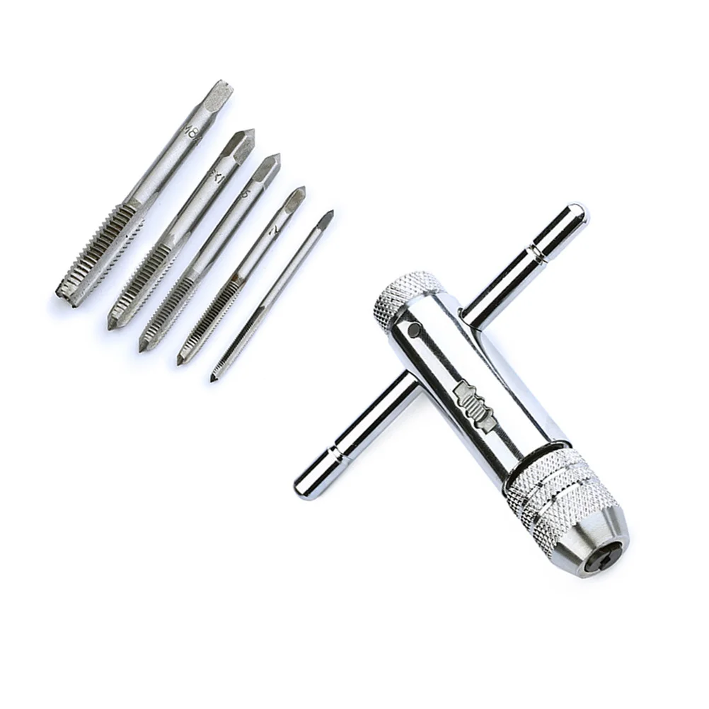 

6Pcs Ratchet Tap Wrench T Handle Adjustable 3 Position Gear Box for Hand Screw Taps 3Mm 4Mm 5Mm 6Mm 8Mm Left Hand Tap Reamer