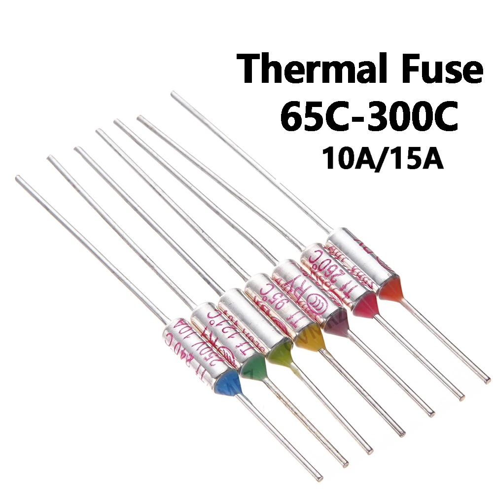  10PCS/5PCS 65C 185C 200C 216C TF 73C75C 85C 100C 120C 130C 152C Thermal Fuse RY 10A 15A 250V Temperature 240C 300C 