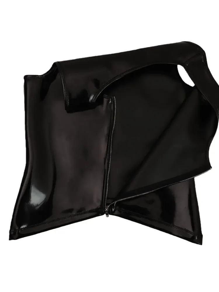 

Fashion Cloth Latex Men's Vest Deep V Neck PU Shiny Nightclub Stage Tops Sexy Tights Sleeveless T-shirts Streetwear Tank Tops