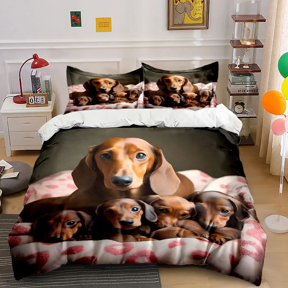 Cozy Puppy Set for Relaxation Moments Exquisite three-piece bedding set gift for kids and adults