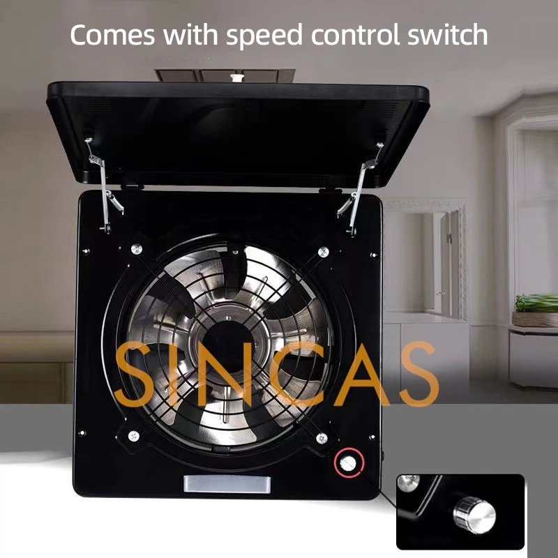 Flip Cover Adjustable Speed Range Hood Ultra-Quiet Window-Mounted Kitchen Exhaust Fan Extractor 10-inch High-Speed Ventilation