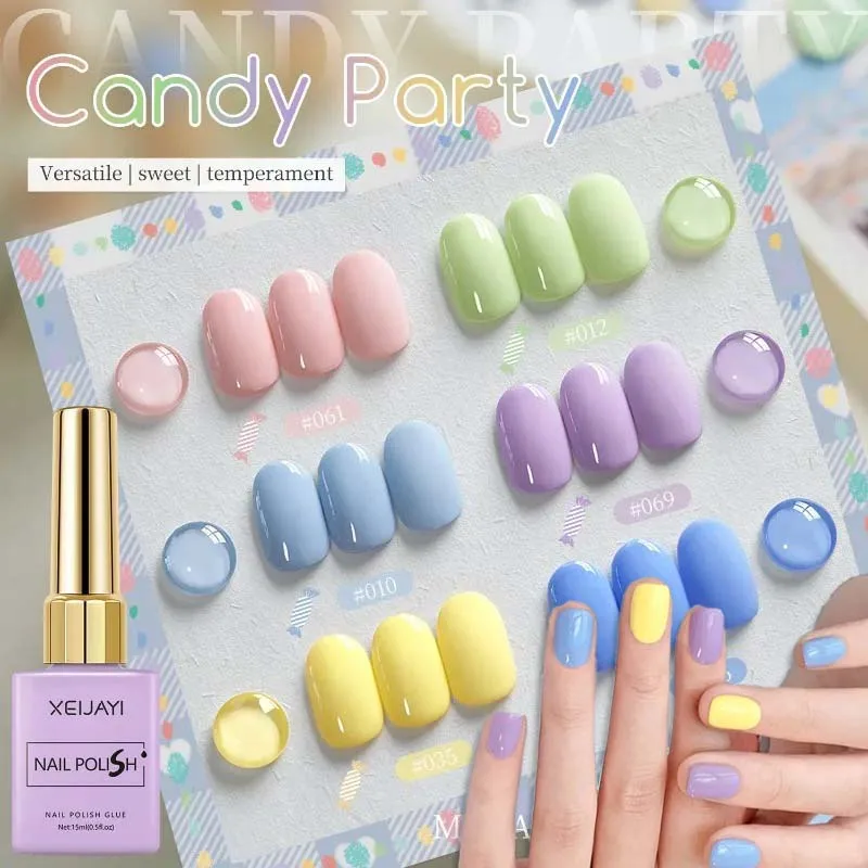 Candy Color Nail Gel Polish Set 6 Color High Saturation Macaron UV LED Soak Off Gel Varnish Nail Art Salon Professional Manicure