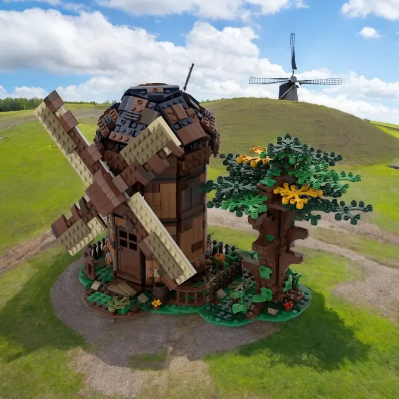 

938 шт. MOC ветряная мельница, строительные блоки, креативная строительная игрушка, развивающая игрушка «сделай сам», подарок на Рождество и день рождения для детей, мальчиков и девочек