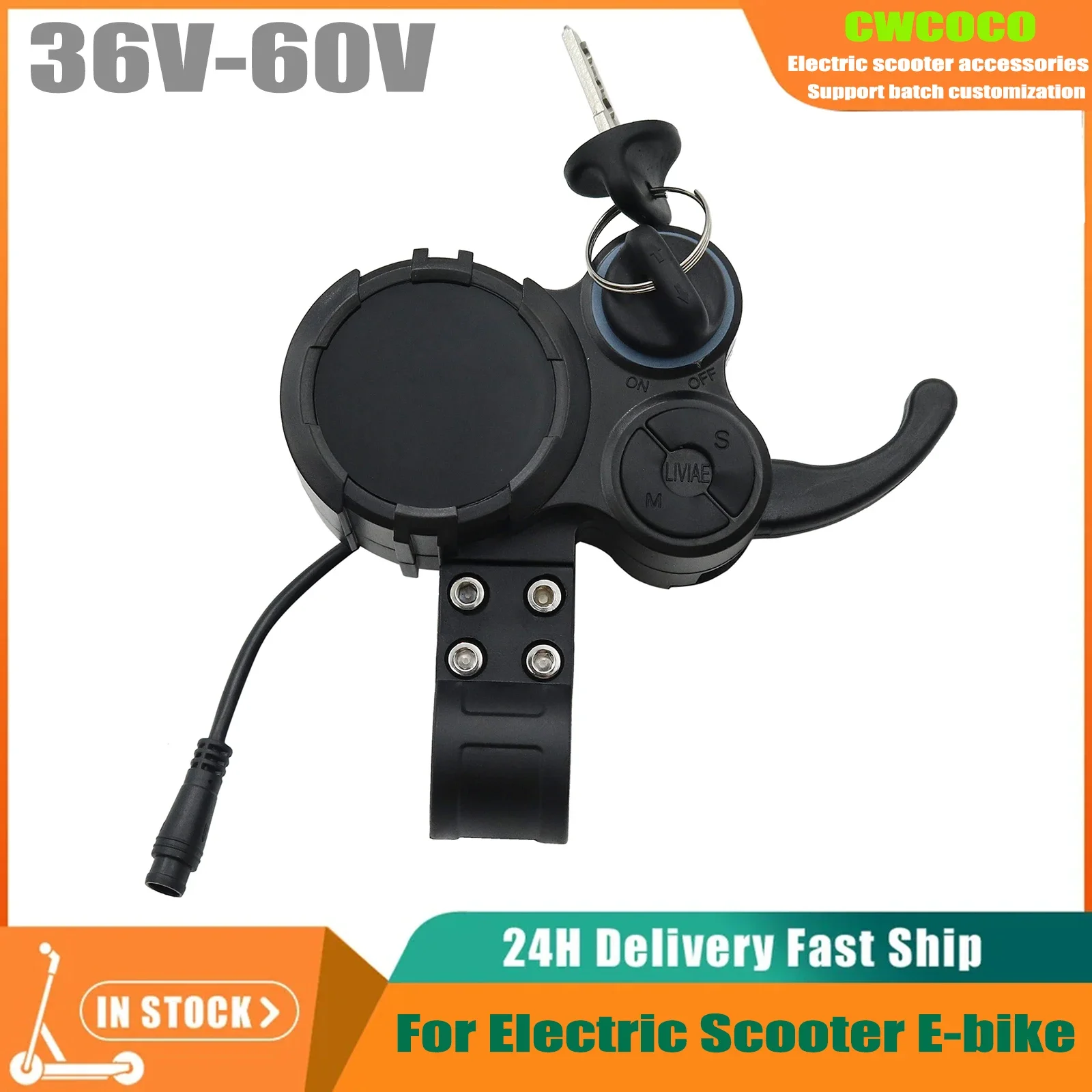 

With Locking LCD Monitor Instrument Accelerator For 48V-60V Smart Brushless LIVIAE Controller Electric Scooter Accessory