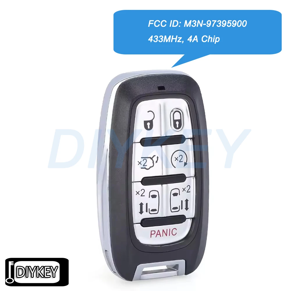 

7 Buttons Smart Remote Car Key Fob 433MHz 4A Chip for Chrysler Pacifica Voyager 2017-2022 FCC ID: M3N-97395900 68217832 68238689