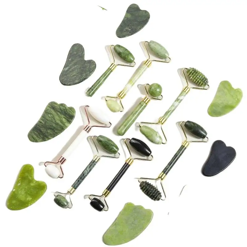 1/2 Stück Natürlicher Jade-Roller Gua Sha Stein-Massagegerät für Gesicht, Hals, Körper und Augenpflege Spa-Lifting-Tools – Detail 6