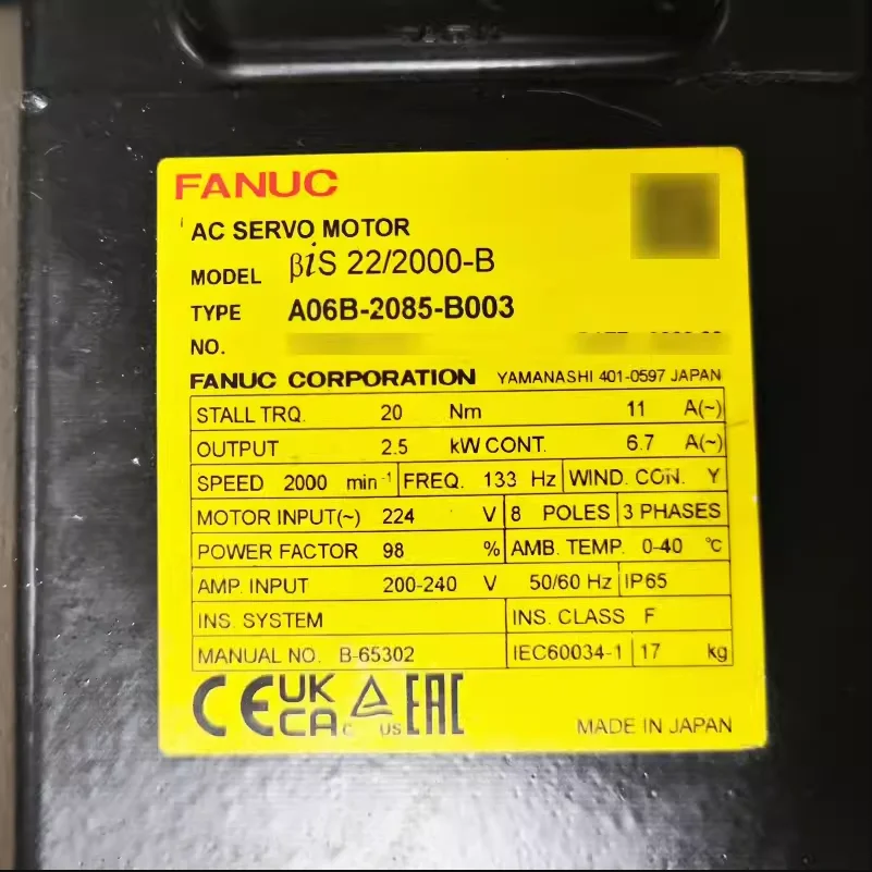 

A06B-0085-B003 New Fanuc Motor IN STOCK Fast ship