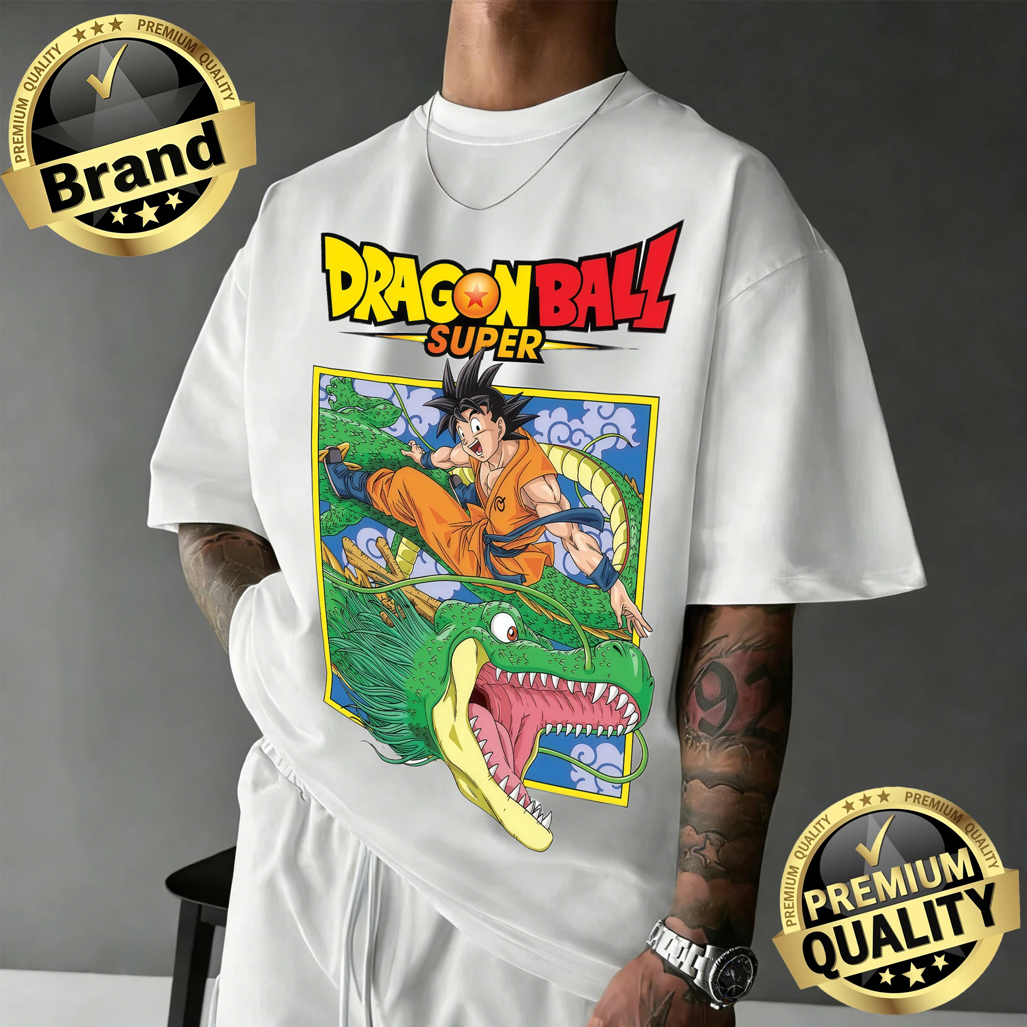 2026 Sommer Dragon Ball Super T-Shirt 100% Baumwolle Oversized Retro Goku & Shenron Druck Unisex Casual Tee für Anime-Fans Y2k