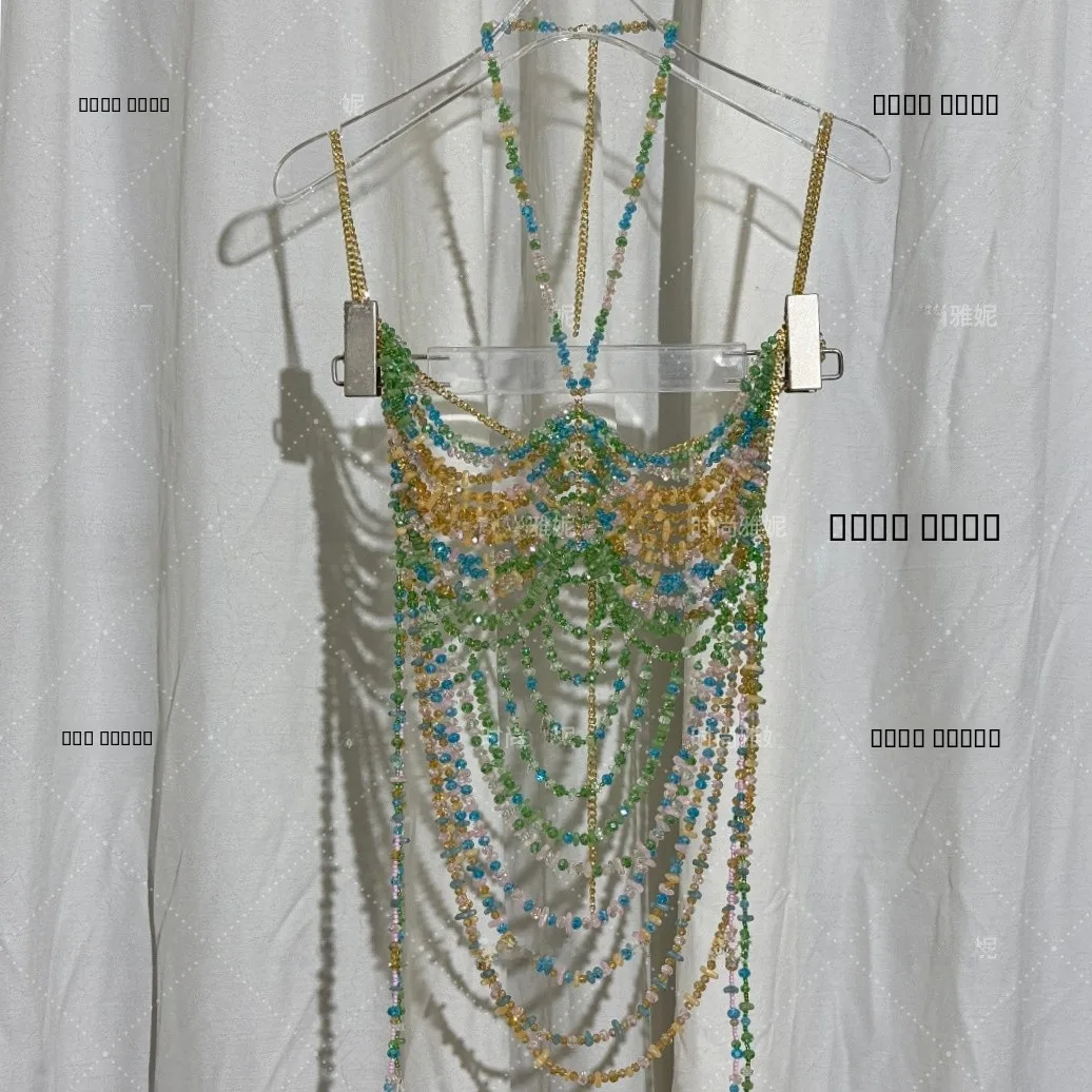 

Модный женский топ-жилет с бисерной цепочкой на талии, трендовый, из хлопка, А-силуэт, для повседневной носки, нейтральный цвет