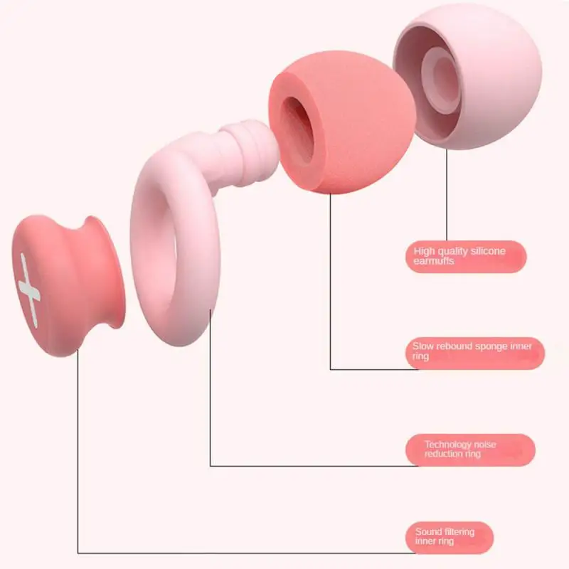 Bouchon d'oreille en silicone anti-bruit de sommeil, réduction du bruit, anti-rebond lent doux, mousse de protection des oreilles, insonorisé