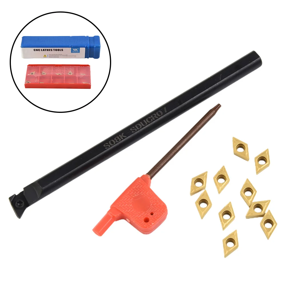 

Holder Heavy Duty and Reliable S08K SDUCR07 Boring Bar with DCMT070204 Carbide Blade for Stainless Steel Turning