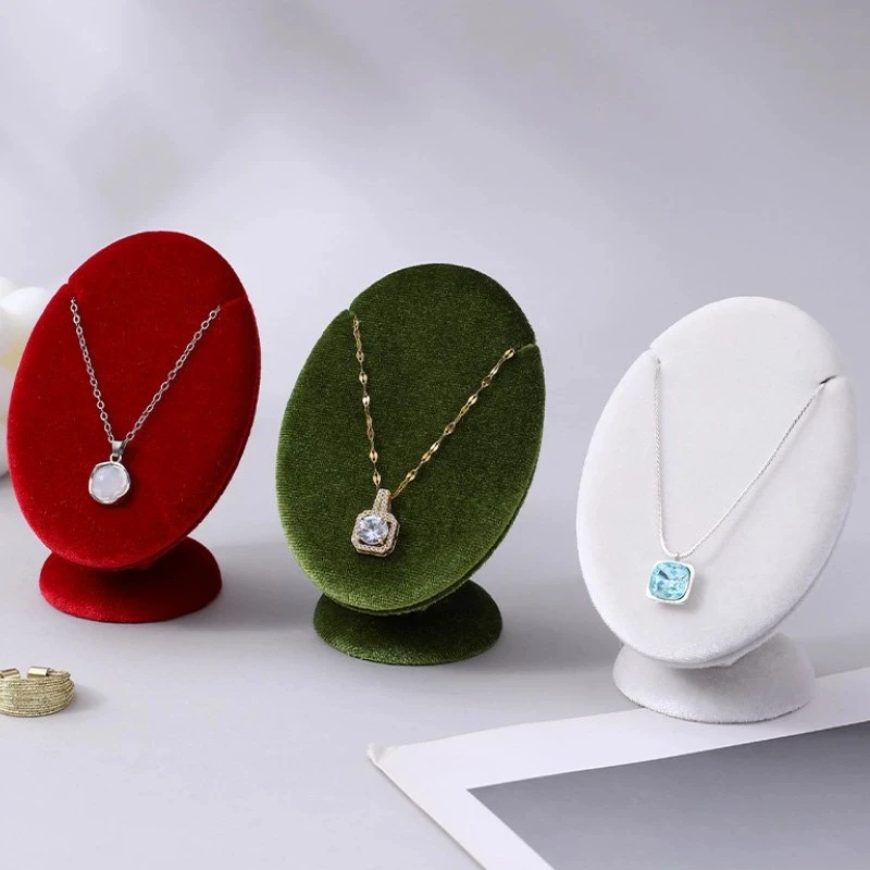 Light Luxury Velvet Necklace Display Stand Vertical Oval Pendant Bracelet Anklet Chain Storage Rack Jewelry Showcase Props