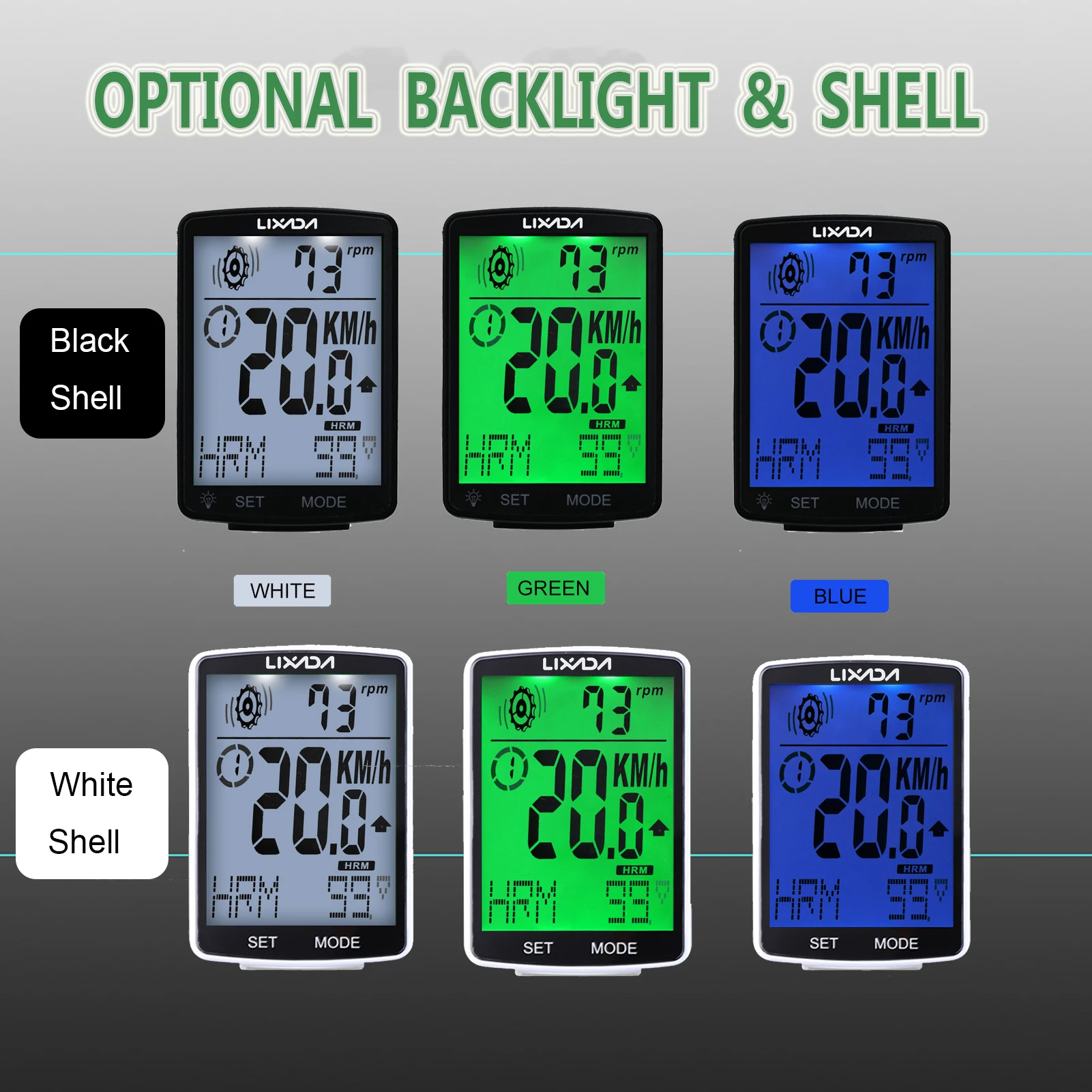 LIXADA 3 in 1 Wireless Bike Computer Multi Functional LCD Screen Mountain Bike Computer with Heart Rate Sensor Speedometer