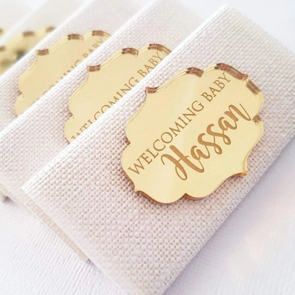 20/50/100Pcs Personalized Tags Baby Baptism Engraved Table Card Name First Holy Communion Christening Engagement Wedding