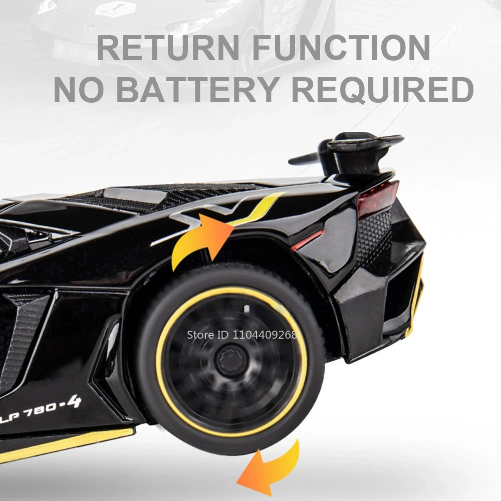 1:32 Lambo LP780-4 Sian modèle Miniature jouets moulés sous pression portes de voiture ouvertes avec son lumière retirer véhicules pour enfants jouet cadeau