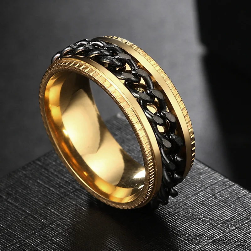 Angst Zappeln Ringe Für Männer Spining Titan Edelstahl Bunte Spinner Drehbare Kette Schmuck Rotierenden Ringe Männer Geschenk