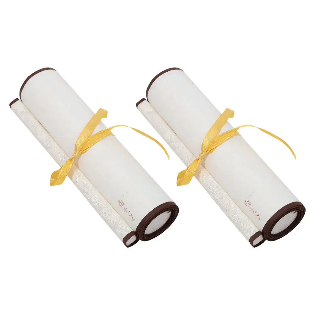 2Pcs Traditional Vintage Calligraphy Scroll Blank Chinese Xuan Paper for Painting Writing Practice Home Wall Art