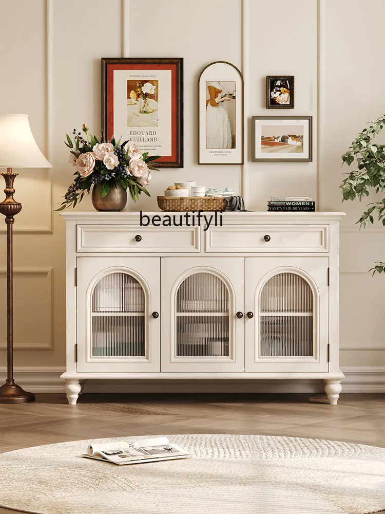 

zqWhite American Solid Wood Sideboard Locker Living Room New Integrated Wall Entrance Cabinet