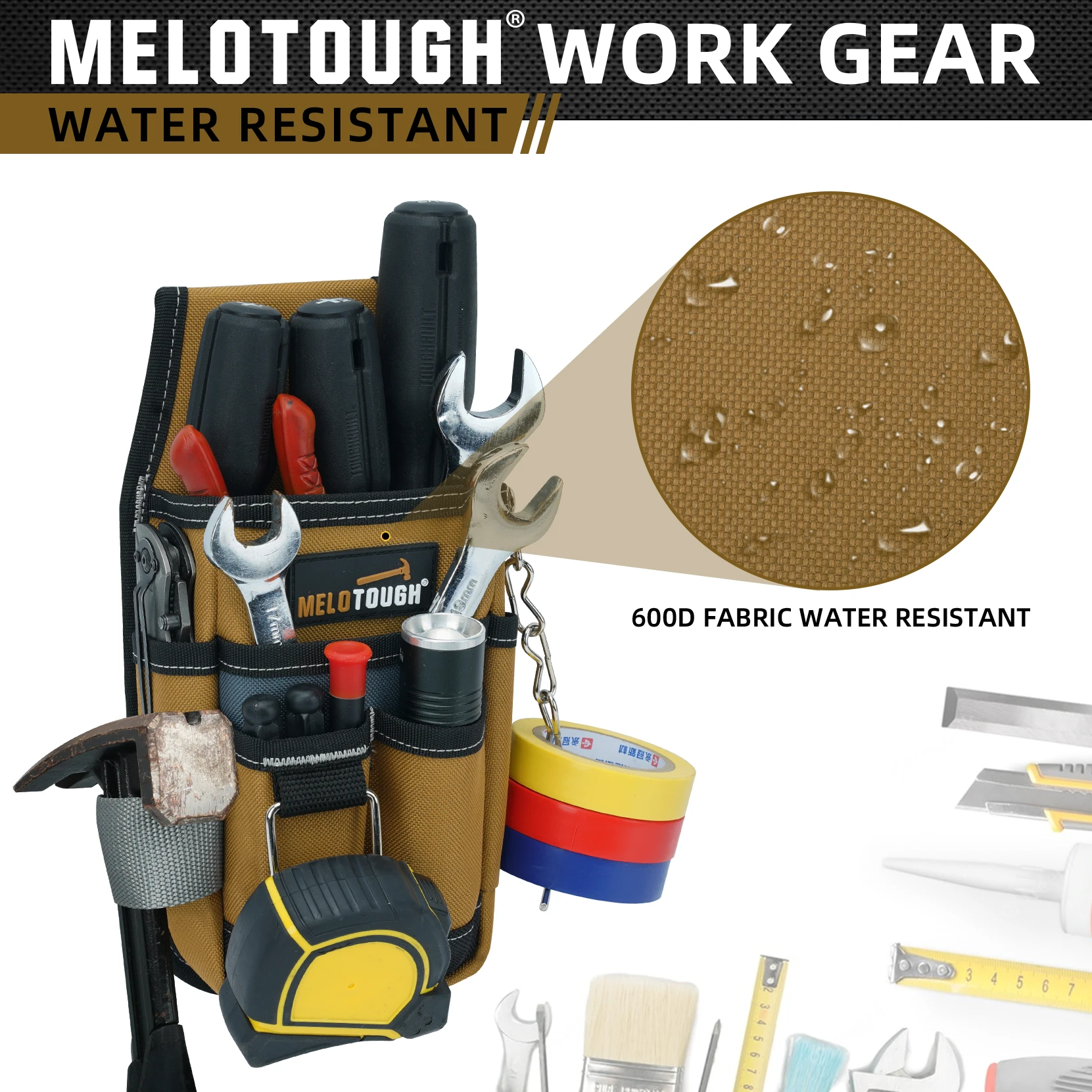 Pocket Tool Pouch Tool Belt Pouches with Belt Clip Utility Mini Tool Organizer Pouch for Electrician,Carpenter,Construction