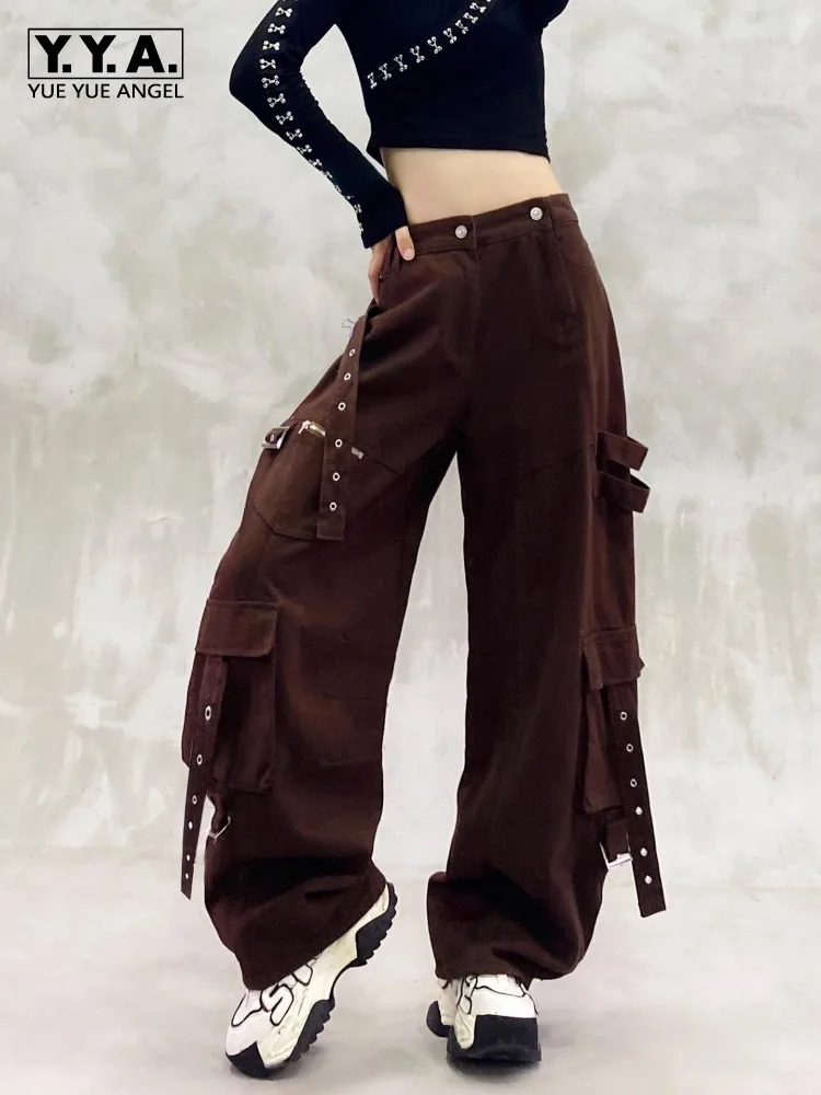 

Streetwear Women Loose Fit High Waist Hip Hop Jeans Multi Pocket Cargo Denim Pants Personality Casual Vintage Wide Leg Trousers
