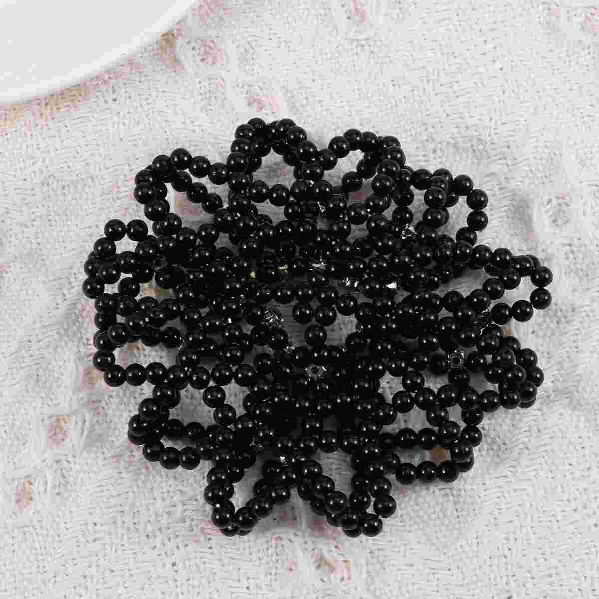 Hair Bun Cover strass Crochet Hair Net Snood elastico Pearl Hair Snood accessorio per capelli per danza classica (bianco)