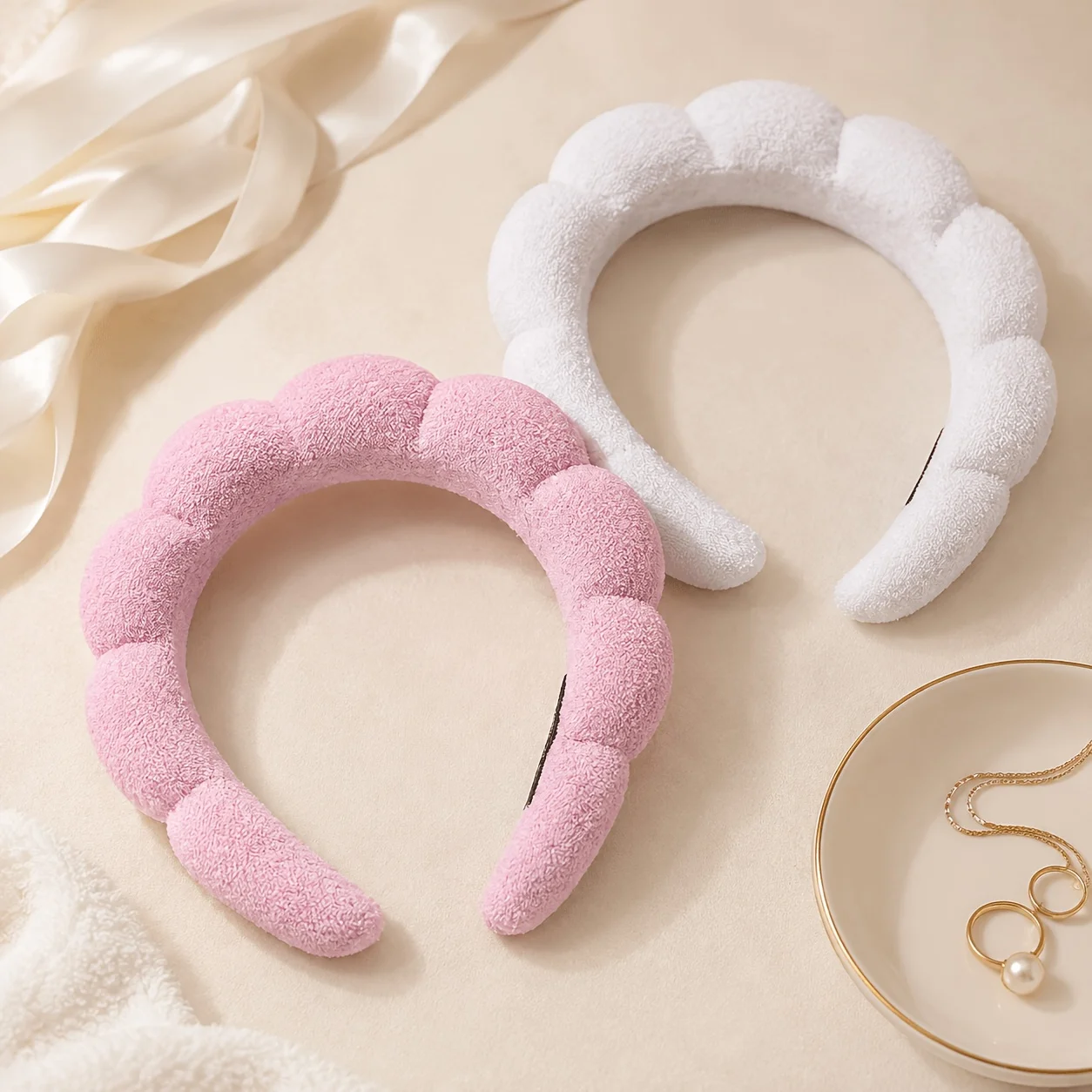 2pcs Fashion Sponge Cloud Hairband, Daily Makeup and Face-Washing Hair Tying Accessories
