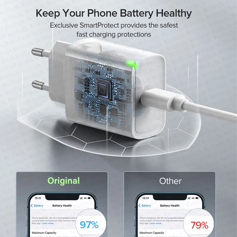 For Apple Original 20W Type C Quick Charger For iPhone 14 13 12 11 Pro Max Mini X XS XR 7 8 Plus Fast Charging Lightnings Cable