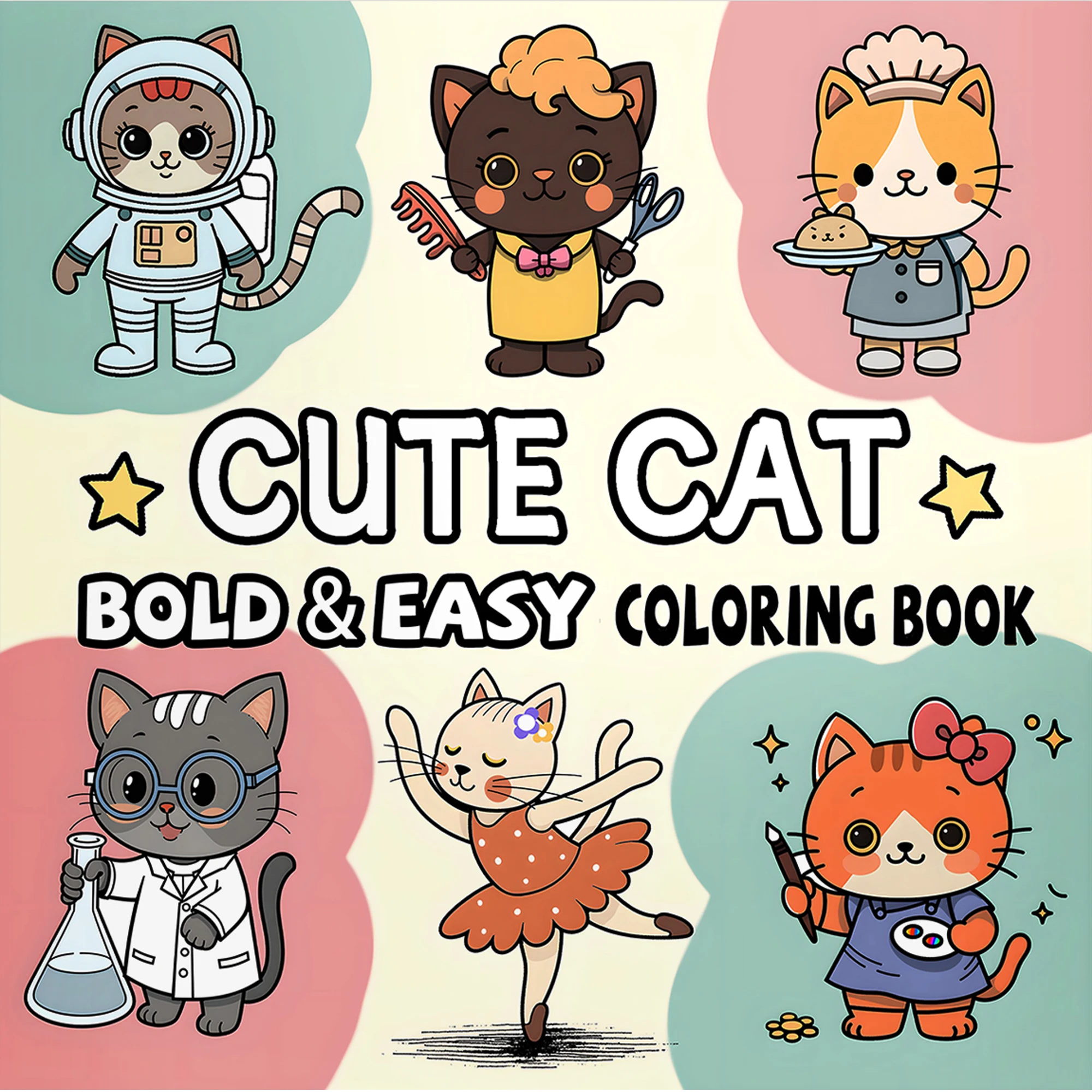 

CUTE CAT Bold-easy Coloring Book for Adults Picture Book 24 Page Cute Drawing Books Perfect Gift for Party and Birthday