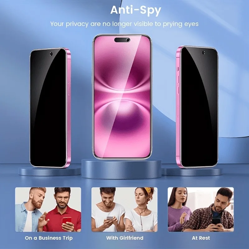 3 عبوات من واقيات الشاشة الزجاجية المقسى للخصوصية لهاتف iPhone 17 16 15 14 13 12 11 Pro Max 15 16 14 Plus 13 12 Mini 16e Air Glass #3