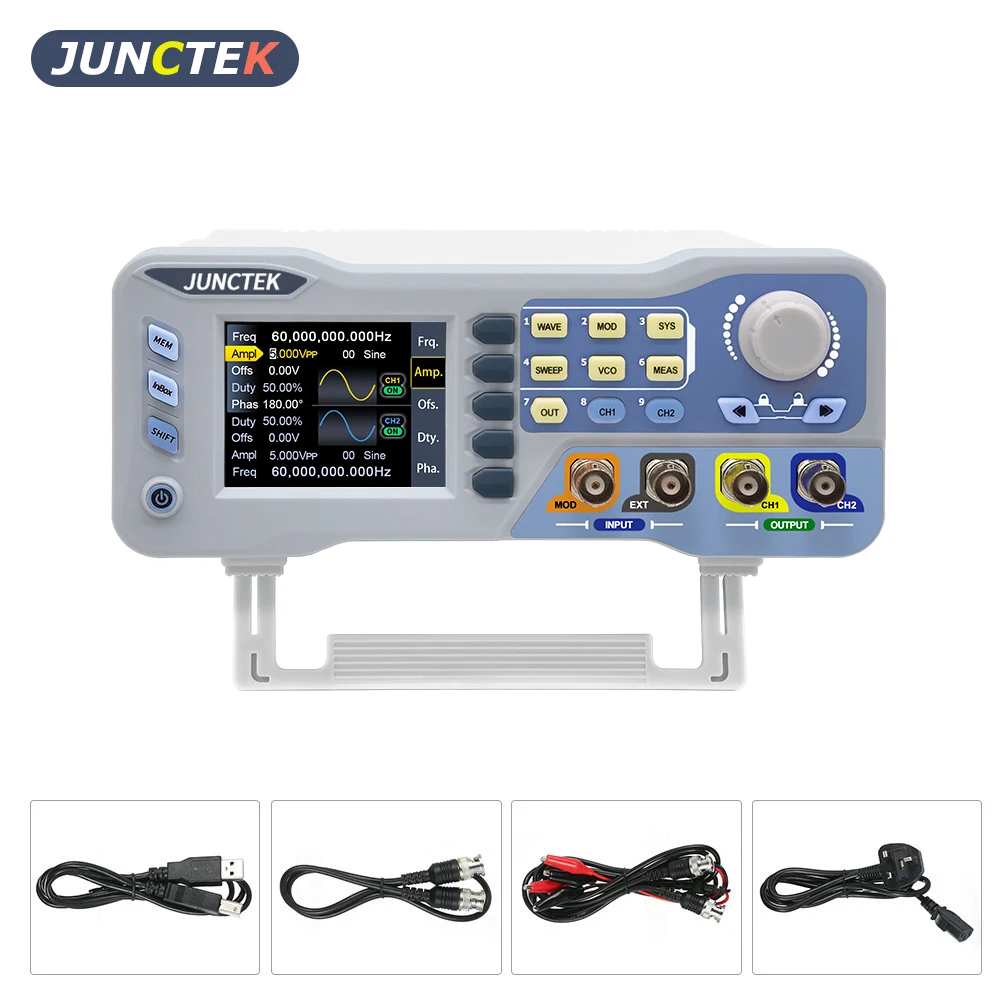 JUNCTEK JDS8060 8080 Dual Channel Function Arbitrary Waveform Signal Generator Source 275MSa/s 14bits Frequency Meter 60M 80MHz