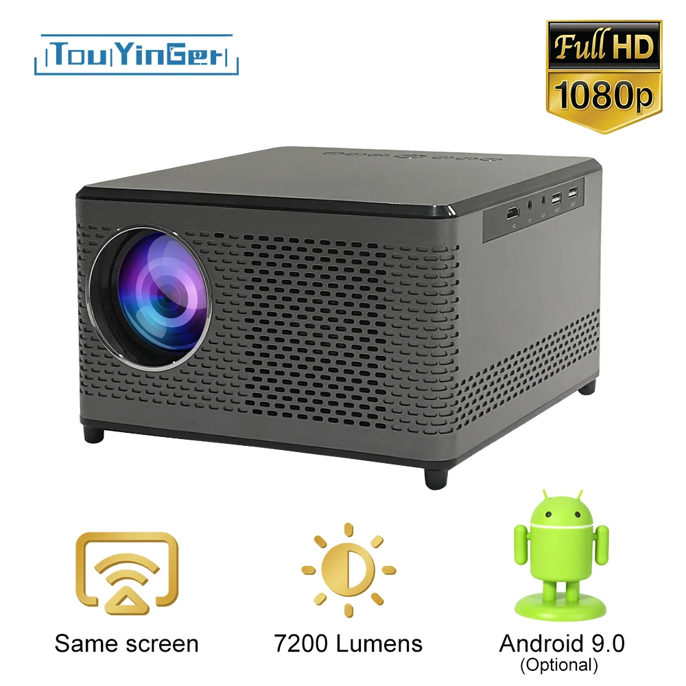 Touyinger T10 full HD 1080P LED projector for home theater 7200 lumens Miracast Wifi mirroring USB (Android optional) Speaker