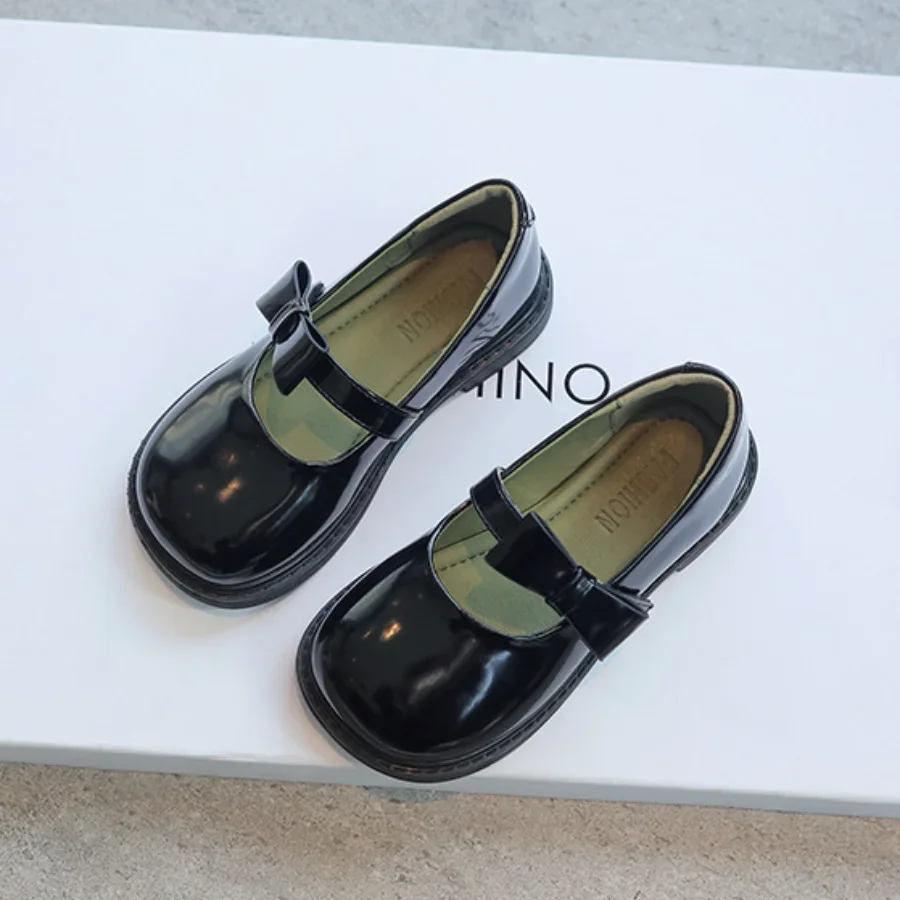 Girls School Shoes Spring/Autumn New Fashion Childrens Soft Comfortable Leather Shoes Retro Bowknot Kids Mary Jane Shoes