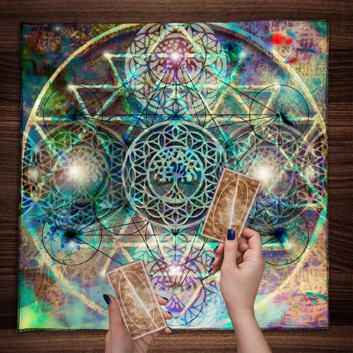 Colorful Abstract Geometry Tarot Tablecloth Altar Cloth Tarot Spread Cloth Spiritual Oracle Card Pad Pagan Oracle Tarot Mat