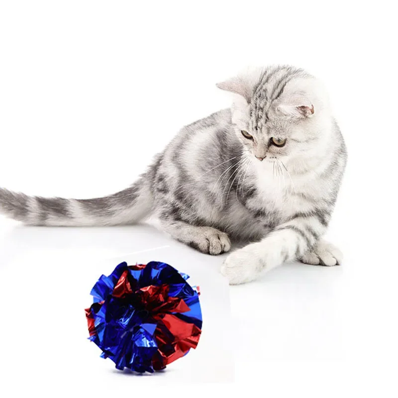 Cat Toys Multicolor Mylar Crinkle Ball Ring Paper Sound Toy for Cat Kitten Playing Interactive Pet Cat Products Supplies