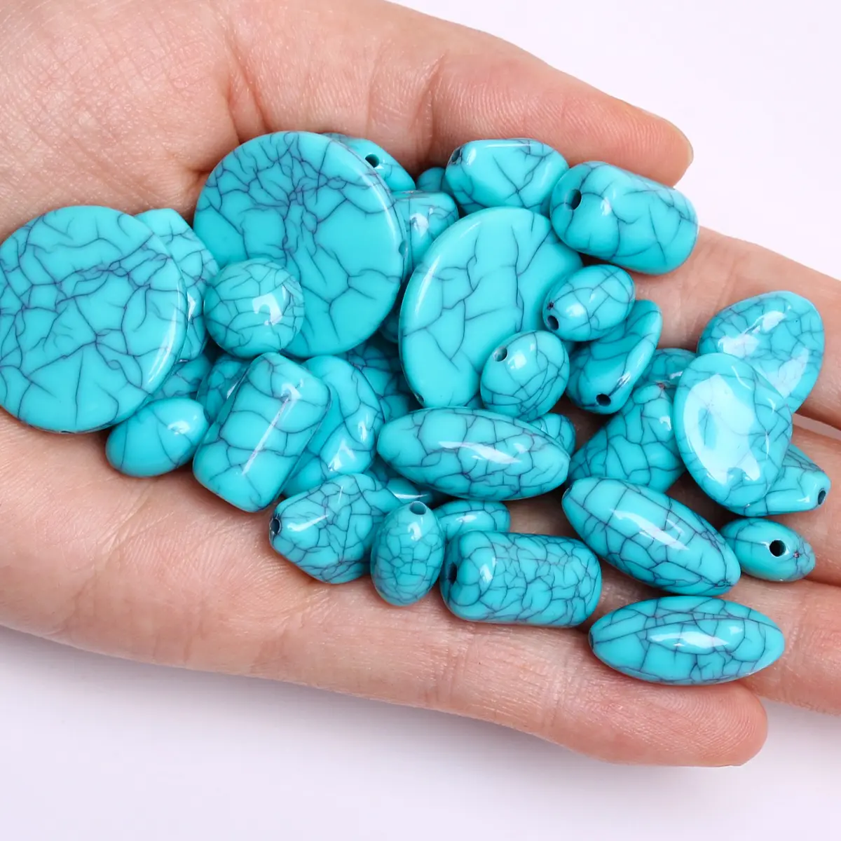 5-30pcs/bag Imitation Turquoise Polyhedron Barrel Beads Jewelry Making Accessories Pendants For Bracelet Beading Material