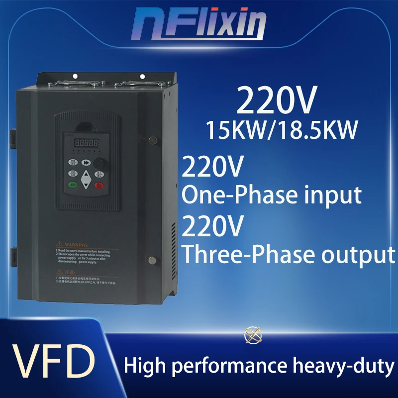 

AC220V Variable Frequency Converter Motor Inverter VFD 11/15/18.5/22/30/37/45KW 1-phase input to 3-phase output Water Pump motor