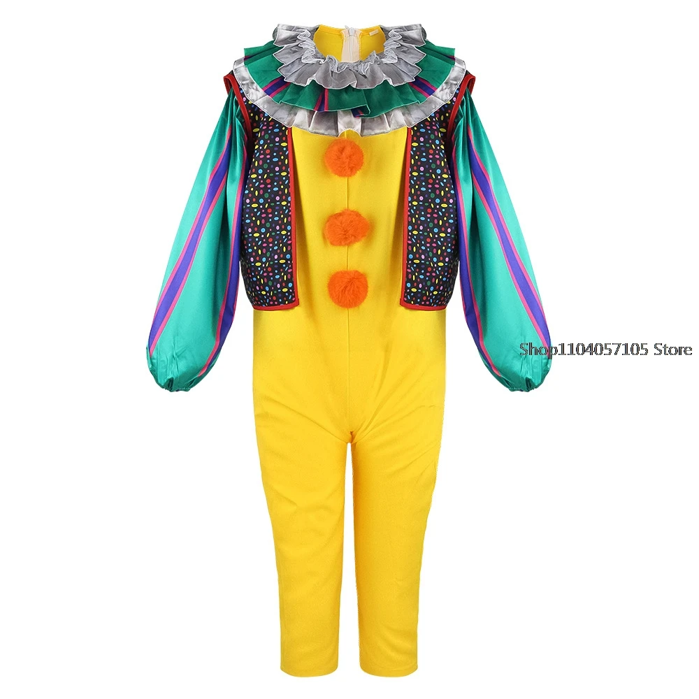 Adults Kids Pennywise Cosplay Costume Stephen Clown Wig Suit Scary Halloween Horror Party Carnival Masquerade Dress Pants Outfit