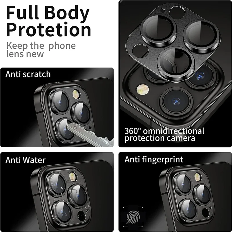 Metal Camera Lens Protector Glass  for IPhone 14 13 15 Pro Max 12 Mini 14 Plus 14Pro 13Min 15Plus Glass Lens Cover Accessories
