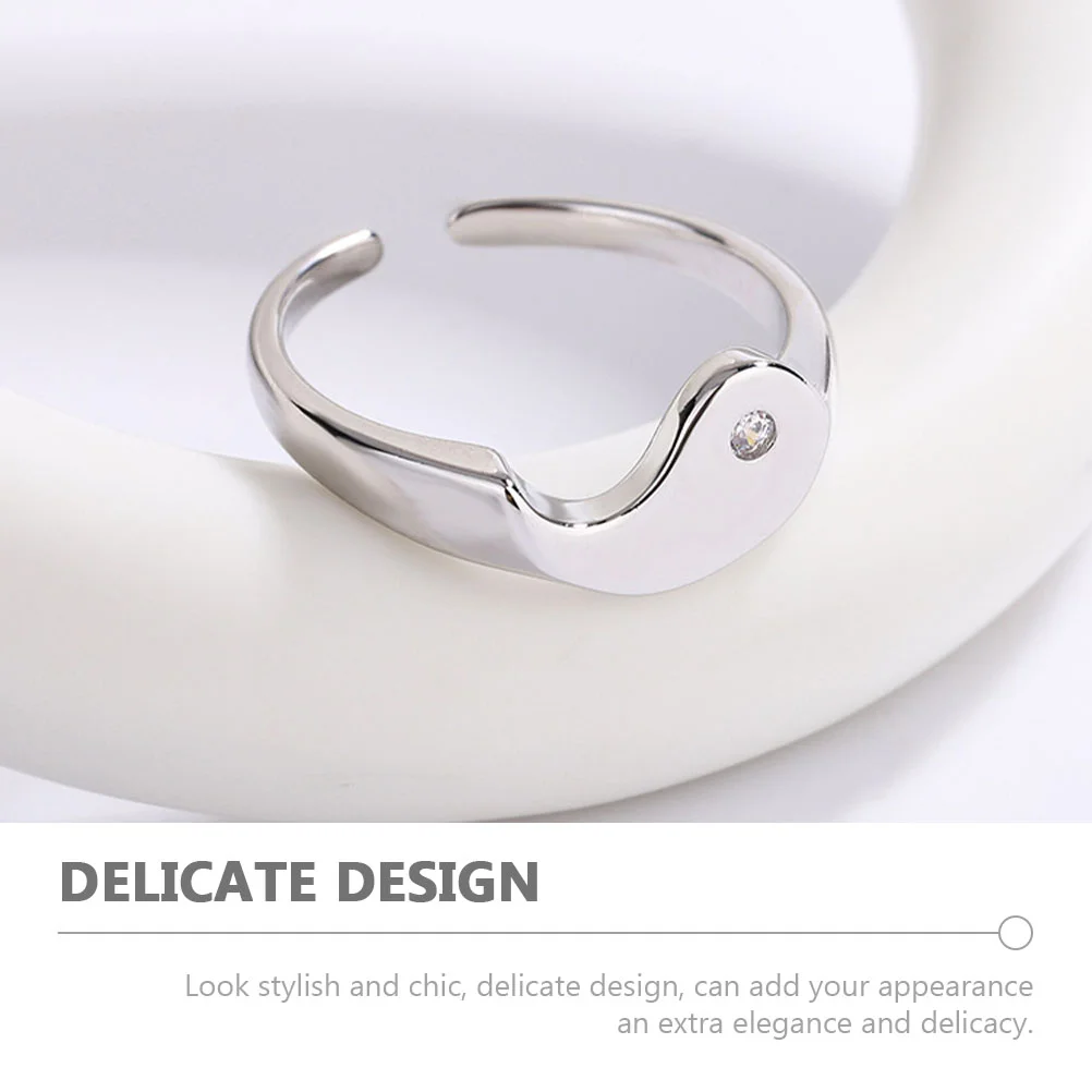 Tai Chi Ring Comfortable Rings Yin Yang Couple Engagement Commemorate Decorative Jewelry Alloy Open