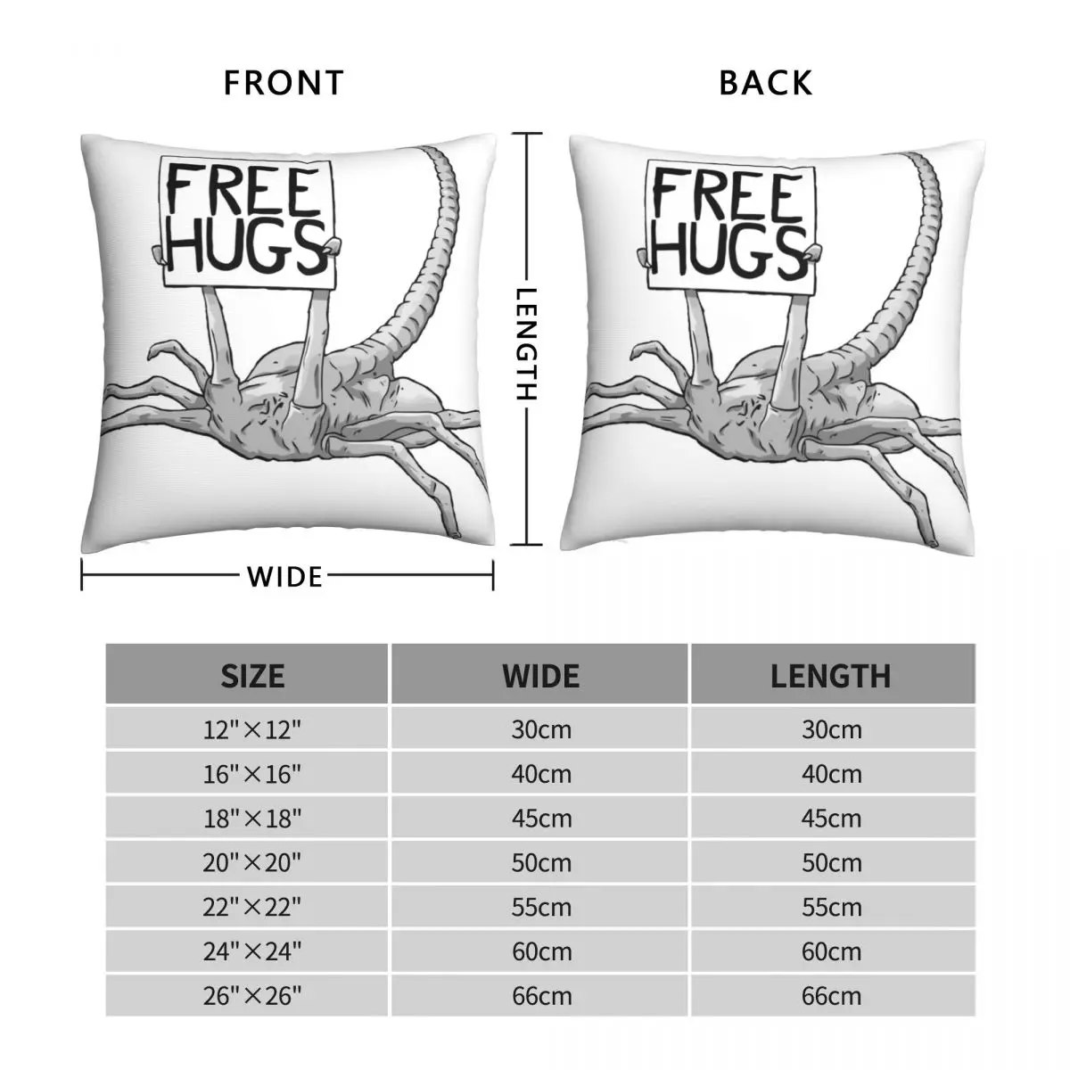 Face Hugger Free Hug Xenomorph Pillowcase Polyester Linen Velvet Printed Zip Decor Throw Pillow Case Car Cushion Cover