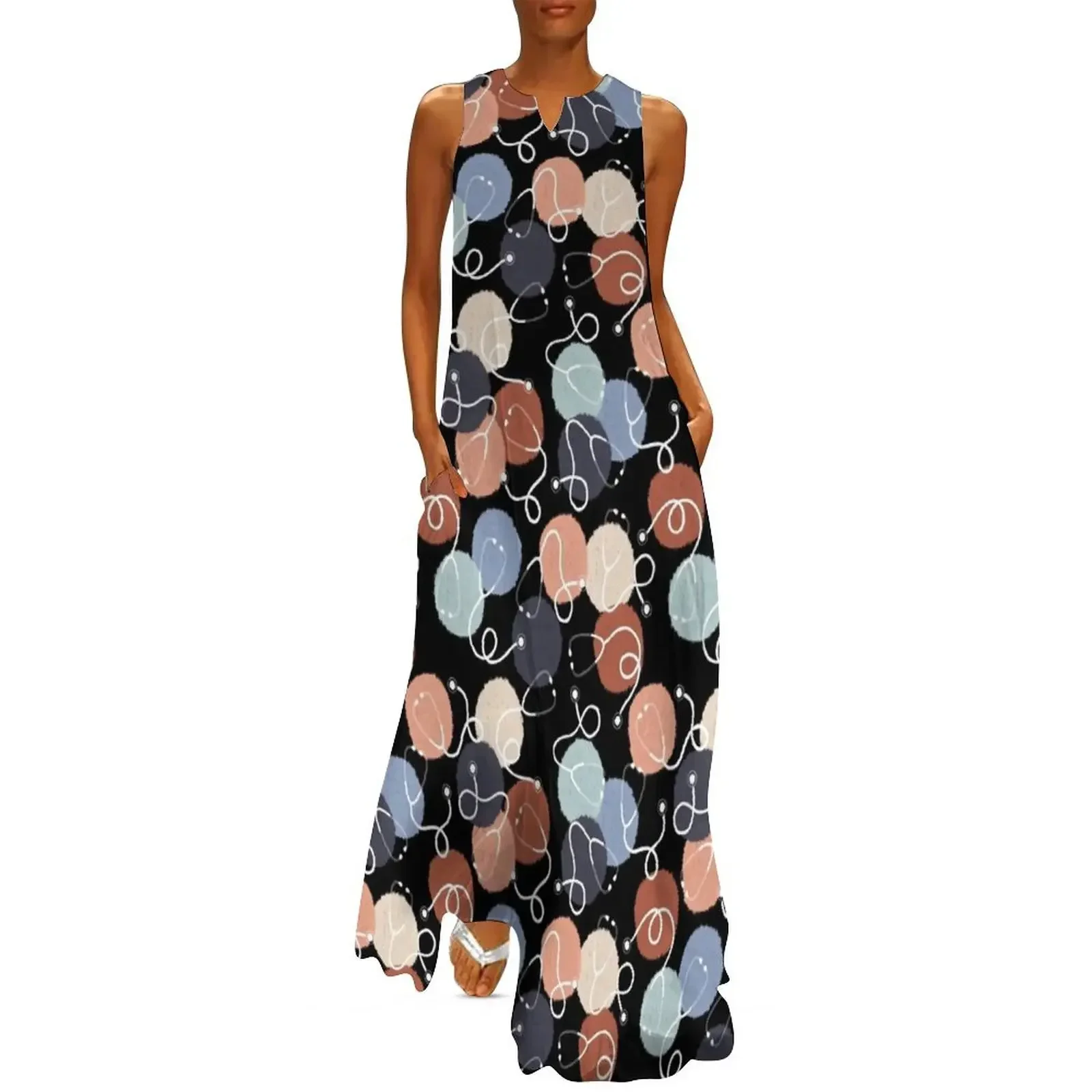 

Vintage Stethoscopes on Black Long Dress Woman clothes luxury dress wedding dresses for woman women's summer jumpsuit Dress