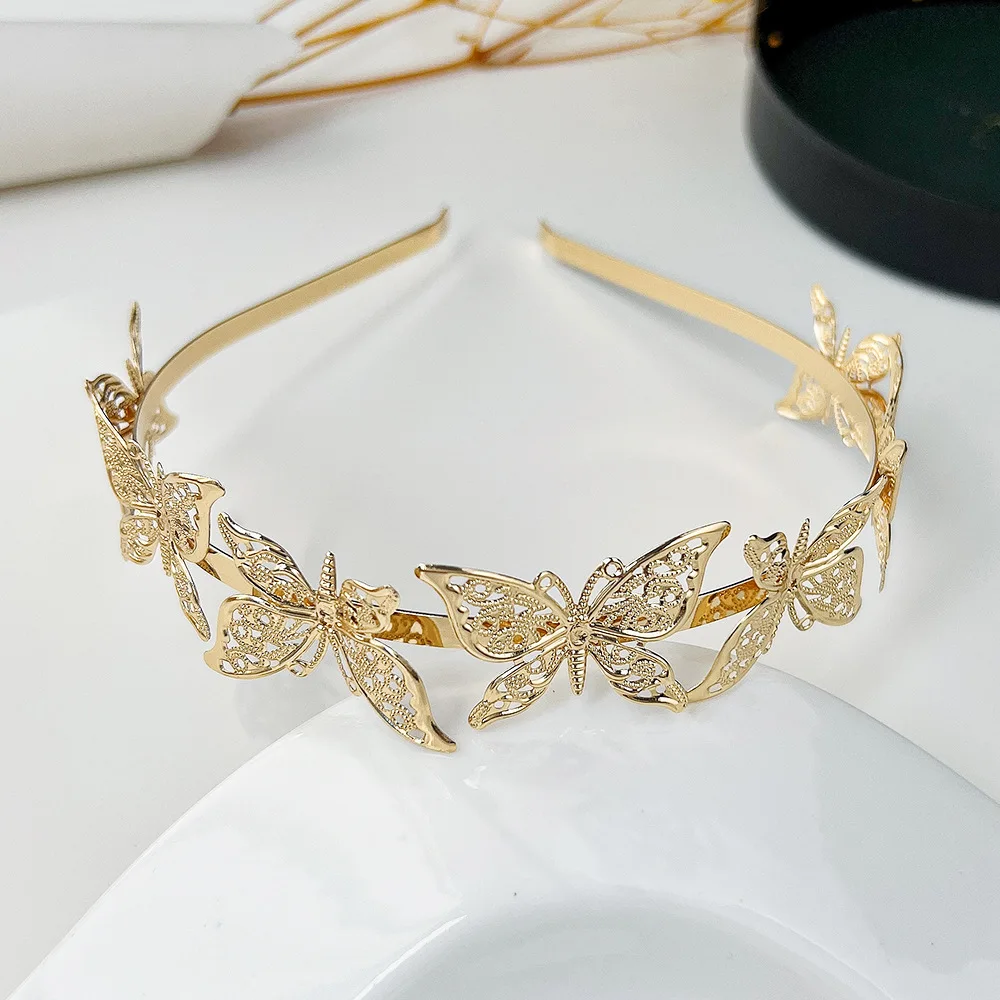 1 Amazon European and American headdress court style butterfly leaf metal alloy headband Hair headband