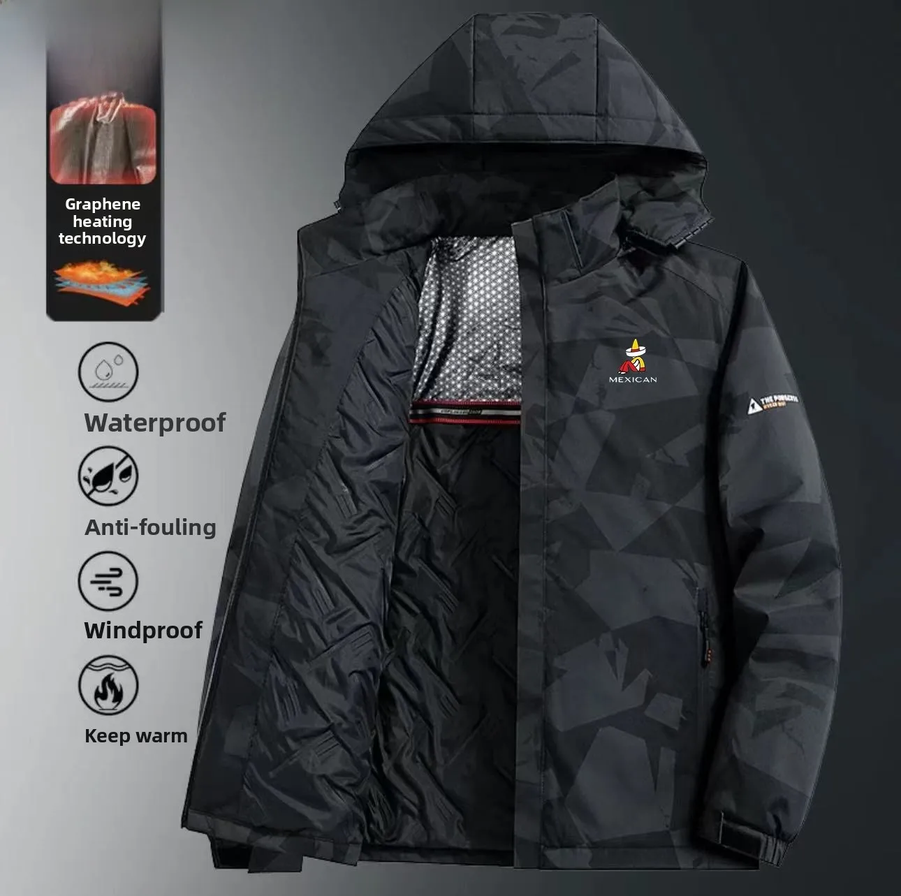 

Men's aphene Cotton Jaet Windproof Waterproof Thiened Autumn Winter New Sle Casual Faion Removeable Hood Warm Coat