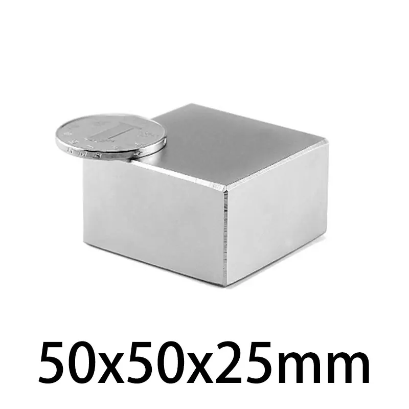 1pc 50x50x25mm Neodymium Magnet N35 NdFeB Block Super Powerful Strong Permanent Magnetic Imanes Real size 45x45x20mm