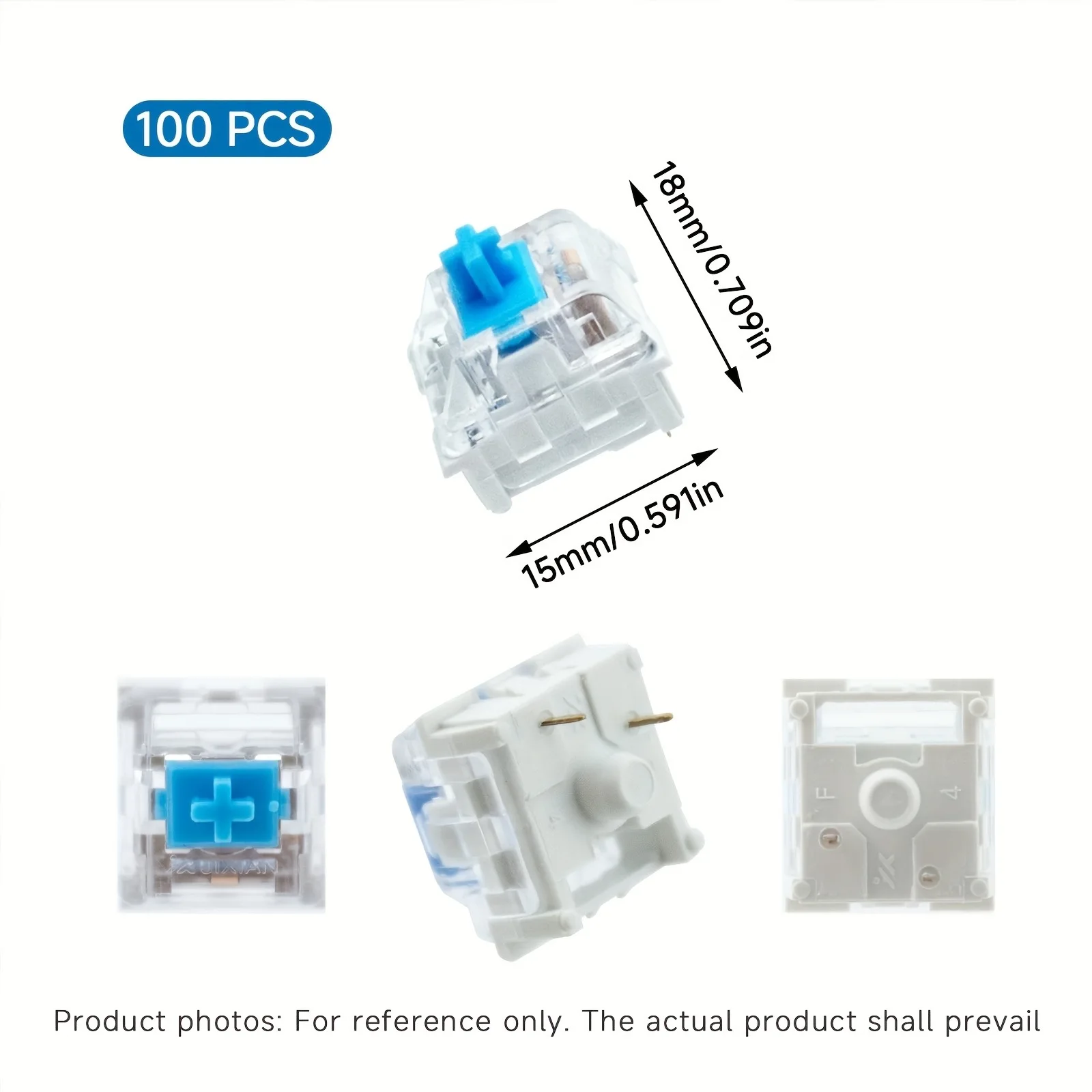 30/90Pcs Keyboard Switch Keyboard Clicker Key Replacement 3 Pin Tactile Switch Mechanical Keyboard Free for Keycap Puller&Brush