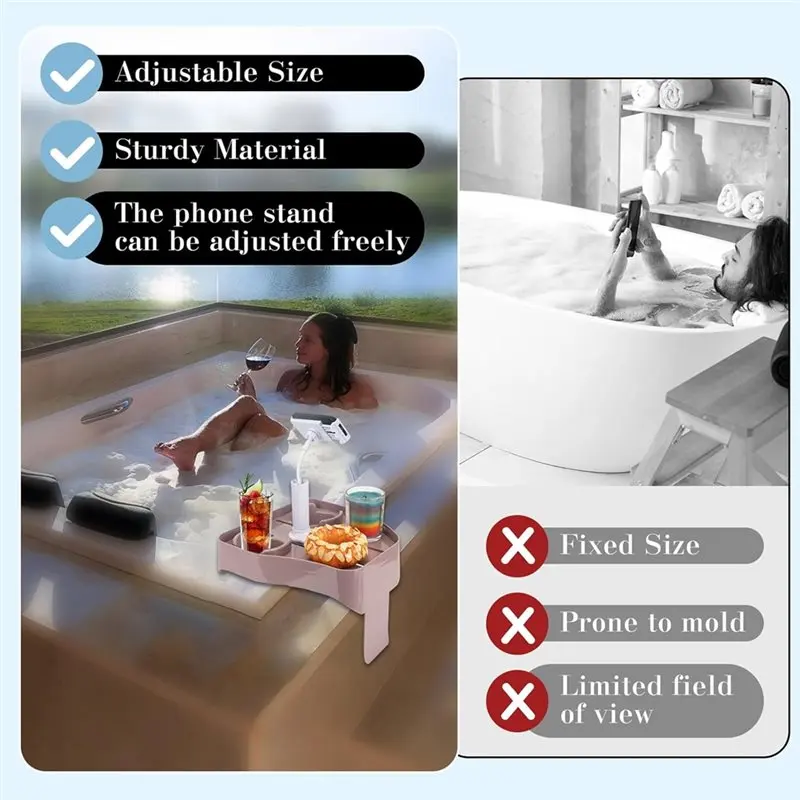 AC88-Inflatable Hot Tub Accessories With 2 Drink Holders, Hot Tub Table Tray Featuring Adjustable Phone Holder