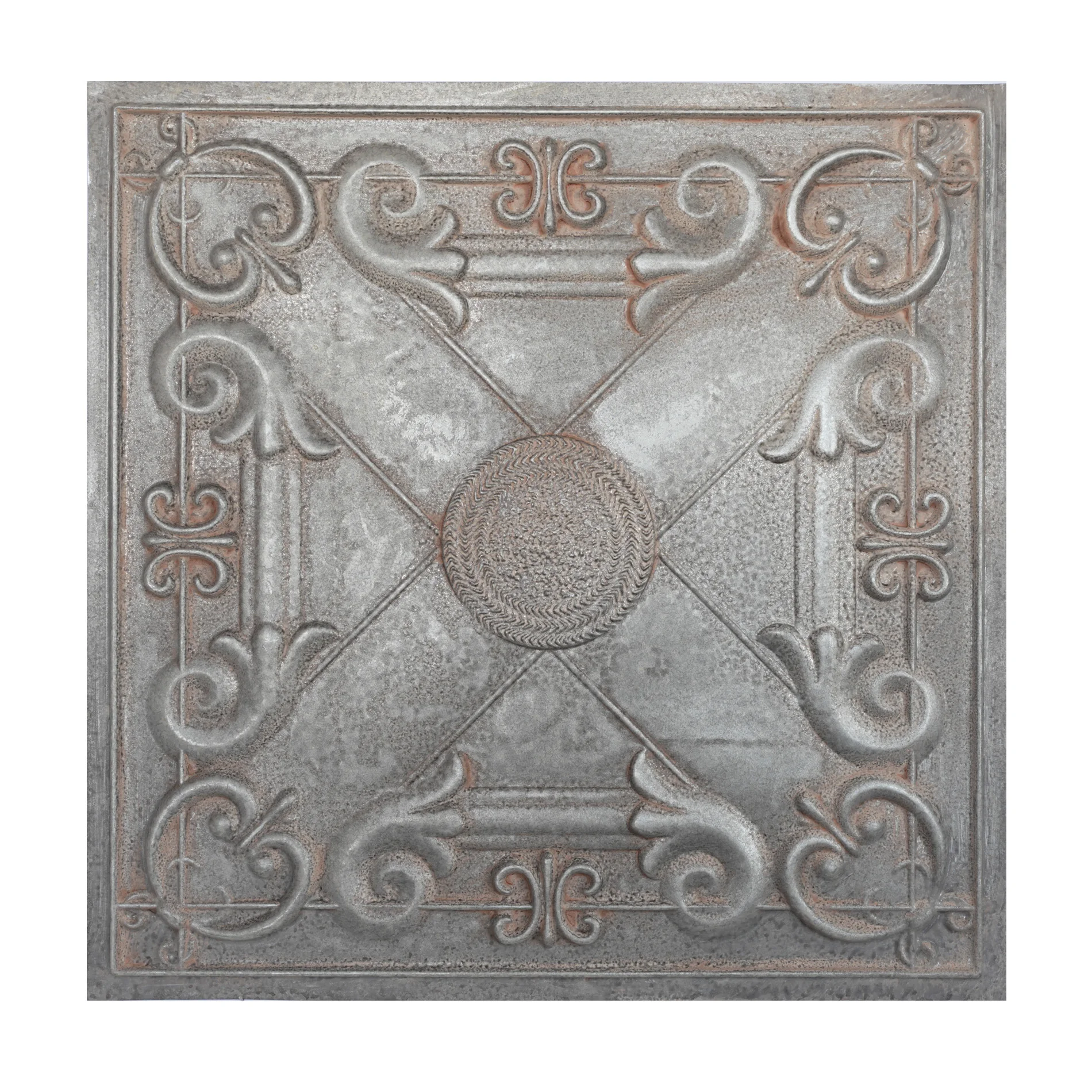 Ceiling Tiles,Peel and Stick Tin Ceiling Tiles Distressed PVC Panel for Wall Décor 24x24 for Cafe 10pcs/lot PL22 Weathered iron