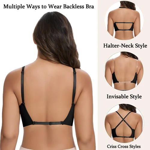 Imagen 2 del producto Sujetador en U profundo para mujer, Bralette con tirantes transparentes, ropa interior Invisible, lencería push-up de alta elasticidad