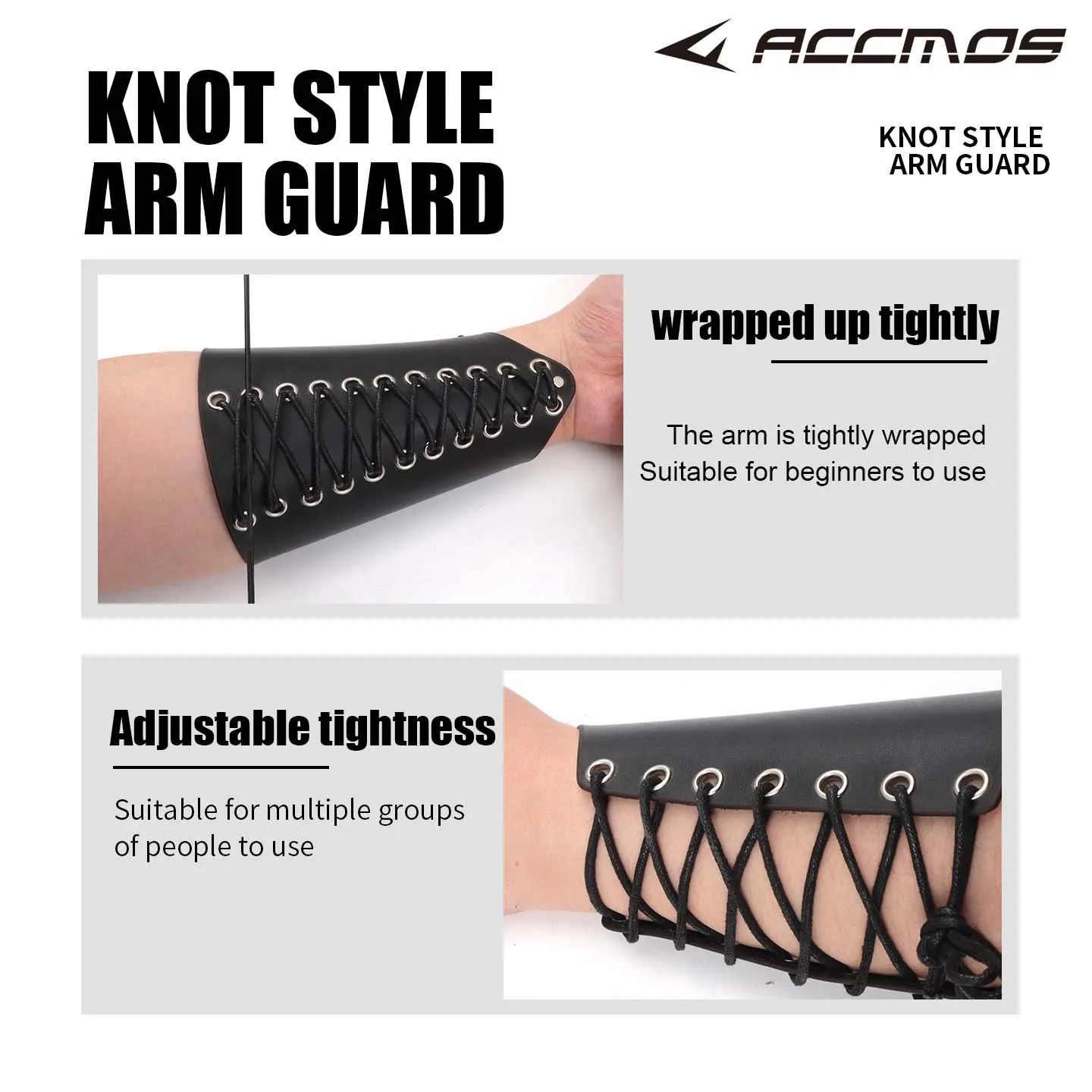 ACCMOS Leder-Armschutz für Bogenschießen, Fleece-Gefüttert, Verstellbarer Schnür-Armschutz für Traditionelle Recurve-Bögen – Detail 4