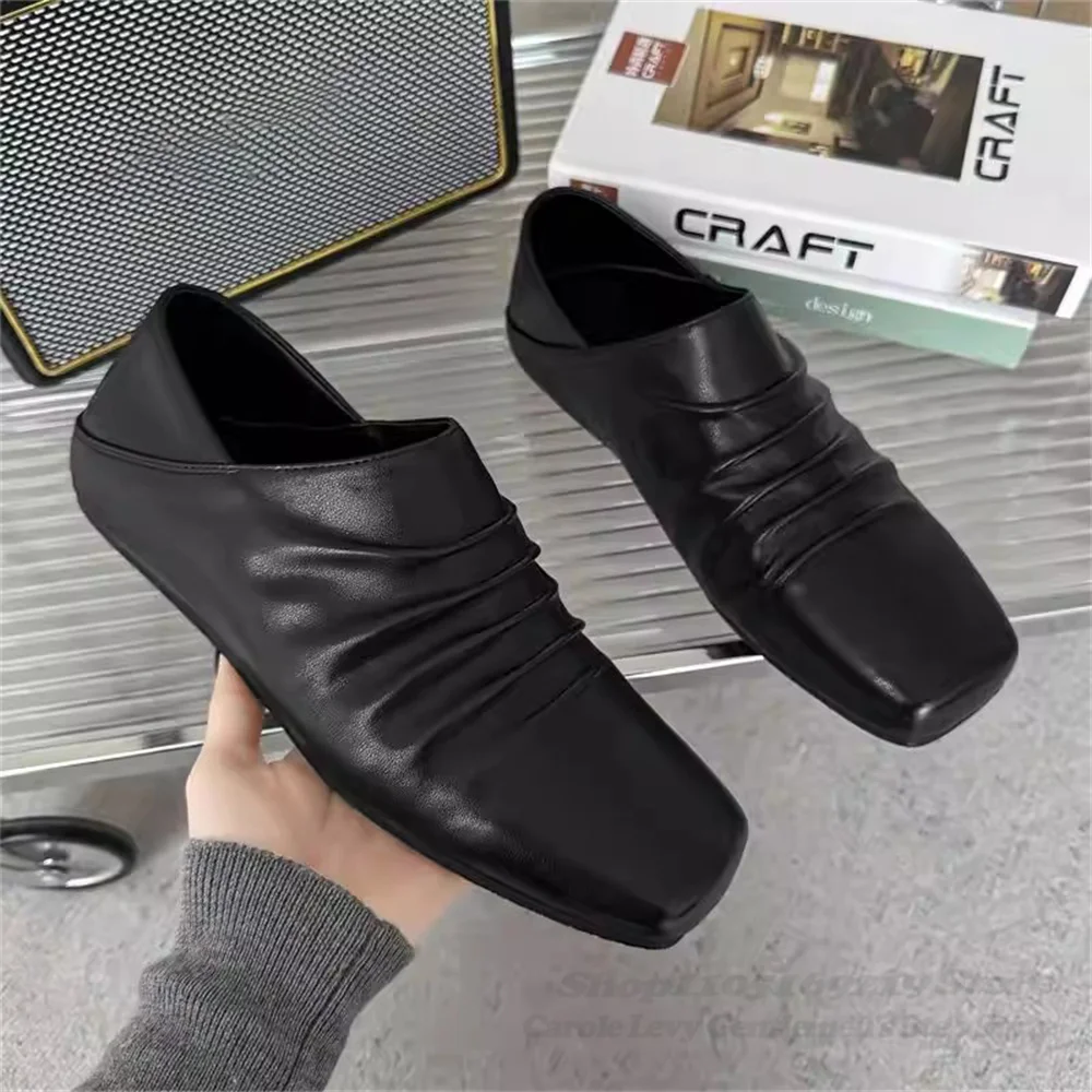 

Мужские повседневные туфли-мюли с квадратным носком, плиссированные, модные, удобные, для пар, из натуральной кожи, однотонные, без шнурков